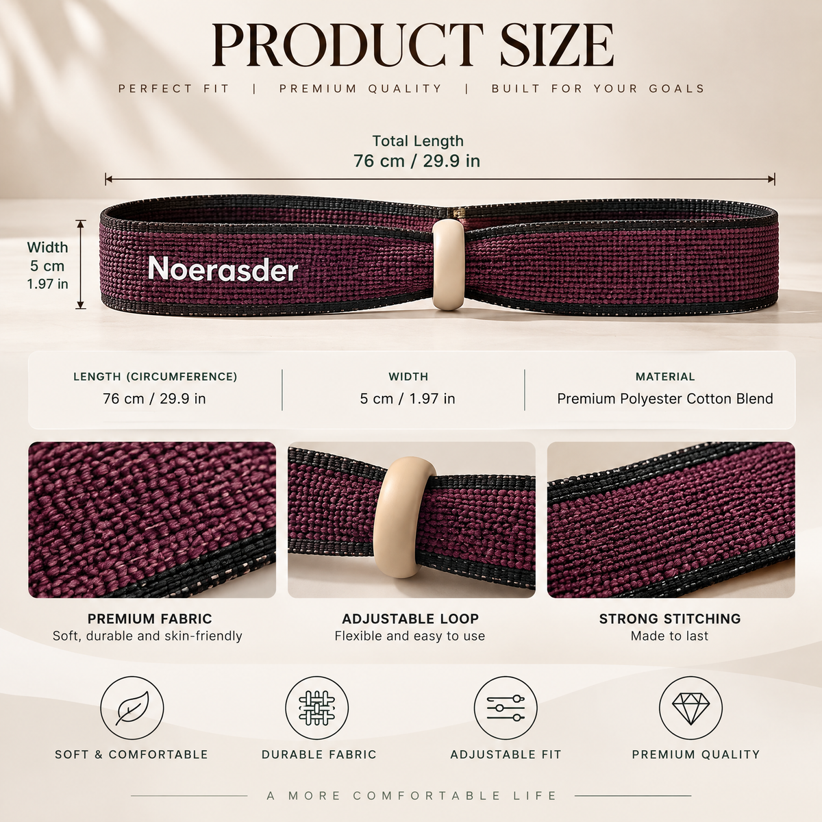 Noerasder LoopSense Finger Resistance Ring product dimensions